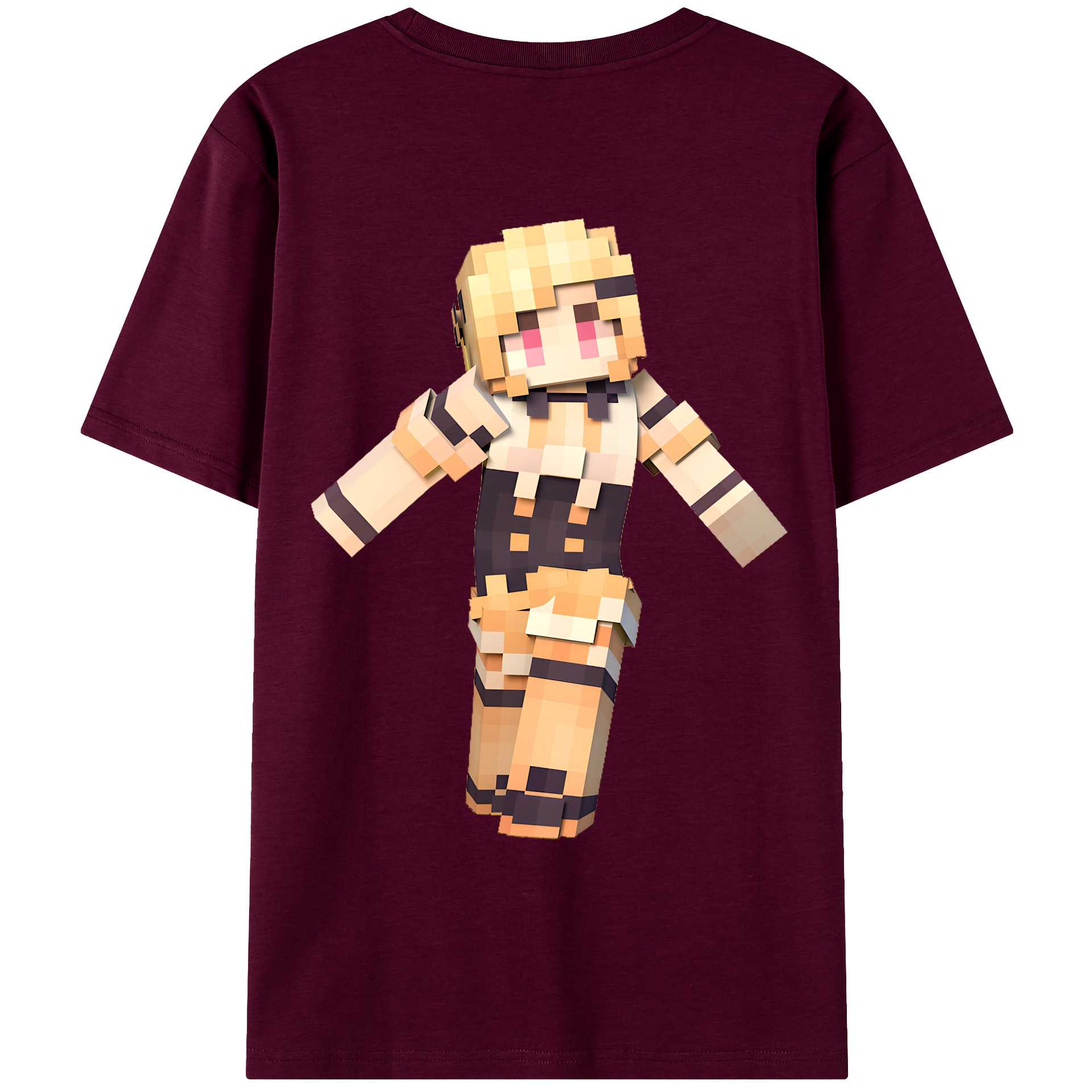 （画像用） マインクラフト ブロックの世界 Minecraft MC Block world レディース半袖Tシャツ(バックプリント)